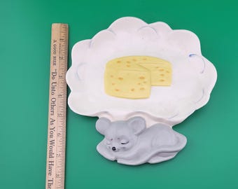 ネズミのチーズトレイ、ヴィンテージセラミックネズミのチーズトレイ