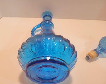 ヴィンテージ コバルトブルー ガラス デキャンタ、コバルト デキャンタ