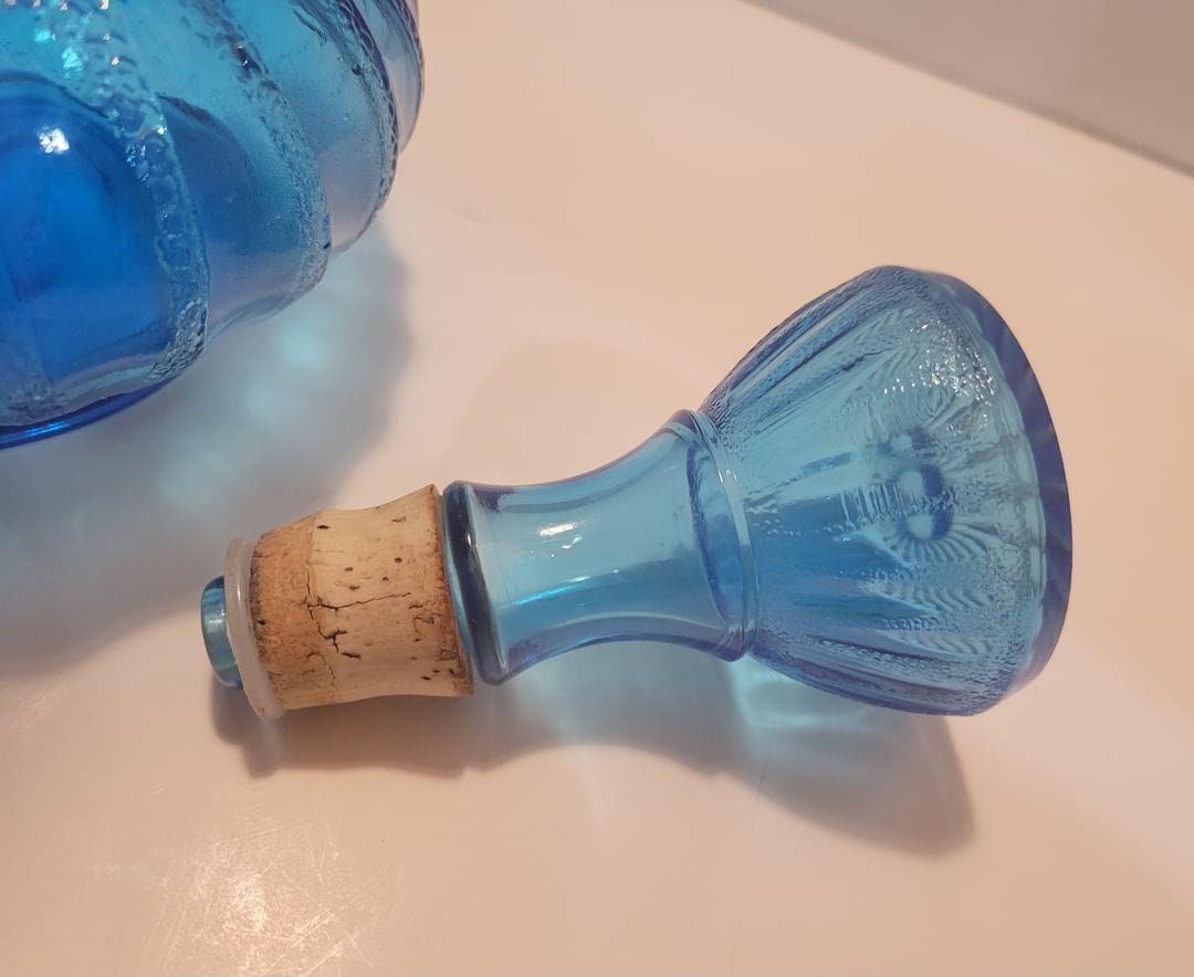 ヴィンテージ コバルトブルー ガラス デキャンタ、コバルト デキャンタ