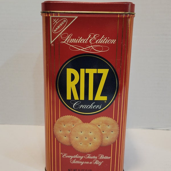 Vintage Ritz cracker tin, collectible Ritz cracker tin, vintage Tins, 1996 Ritz cracker tins, limited edition, grannycore, storage tin