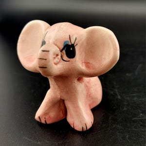 Vintage Small Elephant figurine Made In England,  anthropomorphic elephant,  pink elephant,  kitschy