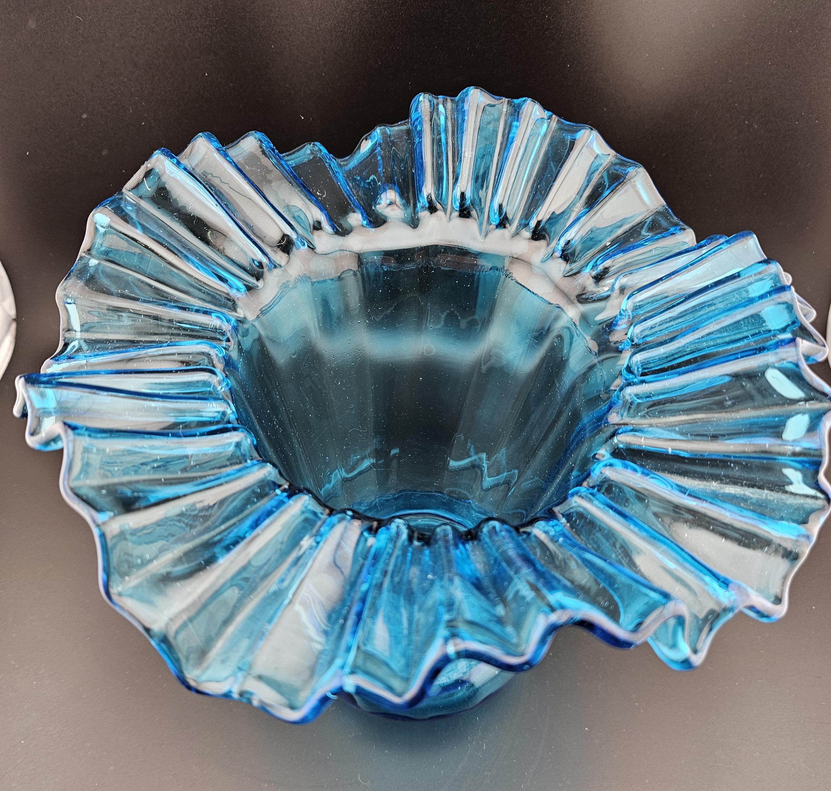 ヴィンテージ ブルー ガラス花瓶、ヴィンテージ ブルー ビーコン