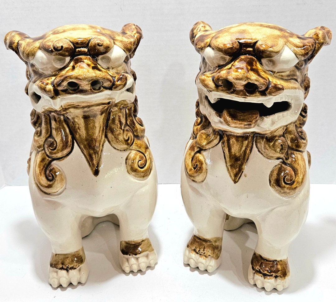 Antique Chinese Porcelain Foo Dog Statues Chinese Foo Dogs Etsy