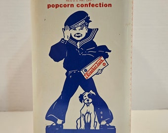 Boîte de rangement carrée VTG Cracker Jack en fer blanc