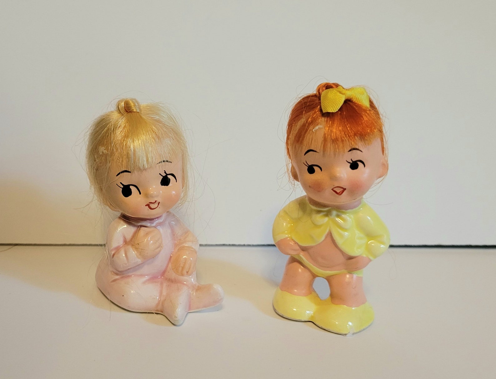 Vintage Napco Figurine, Baby Figurine, Napco Figurines With Hair, Anthropomorphic Baby Figurines