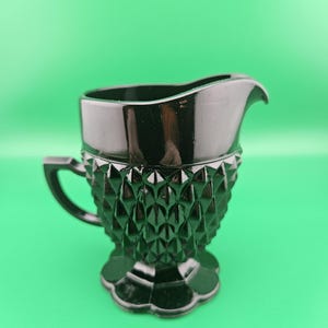 Vintage Tiara Indiana Glass Goth Black Diamond Point Pattern Creamer