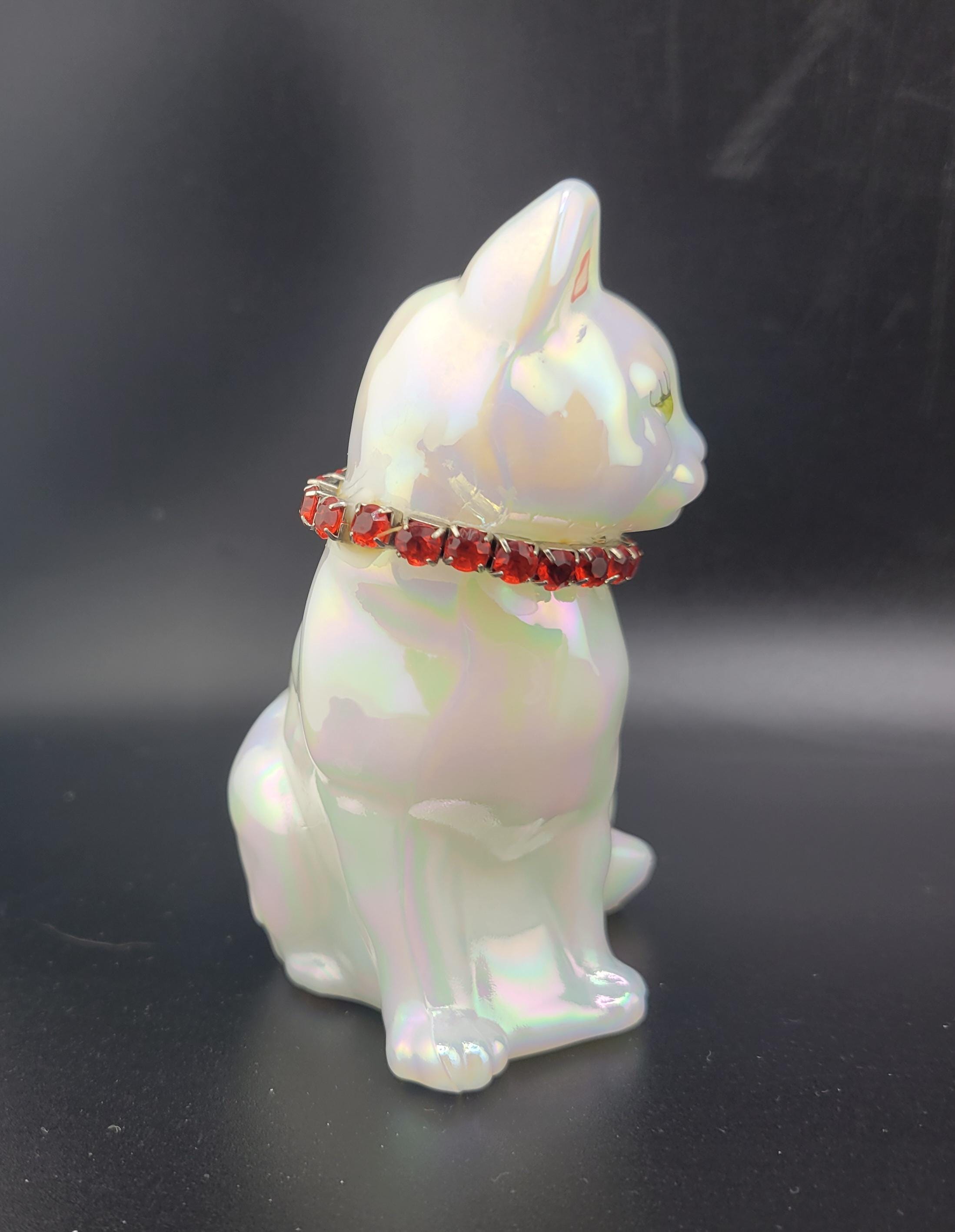 【希少品】FENTON CAT フェントン ガラス 置物　ワインレッド 希少品】FENTON CAT フェントン ガラス 置物 ワインレッド
