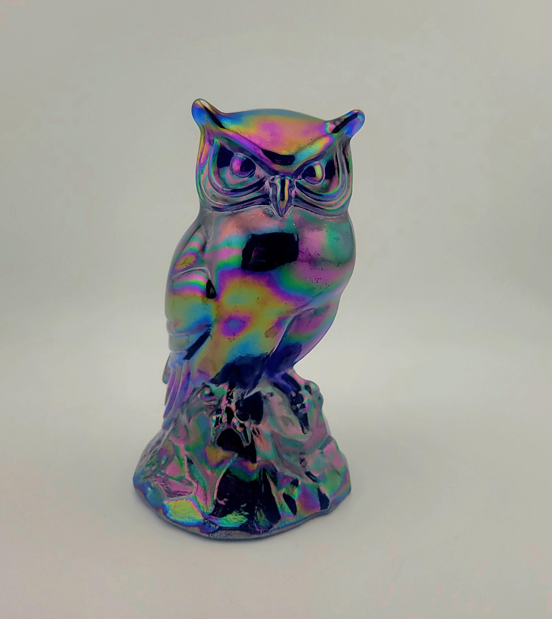Fenton carnival glass owl figurine,  95th anniversary Fenton glass, art glass, owls