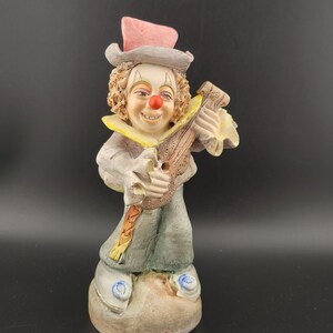 Vintage Handmade Heido Amano Guzman Clown Figurine made in Columbia, Handmade Clown Tesin Figurine, Columbian Art, South American Art