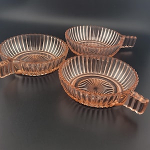 Antique Queen Mary Anchor Hocking pink depression slams fruit bowls, pink berry bowls, vintage kitchen