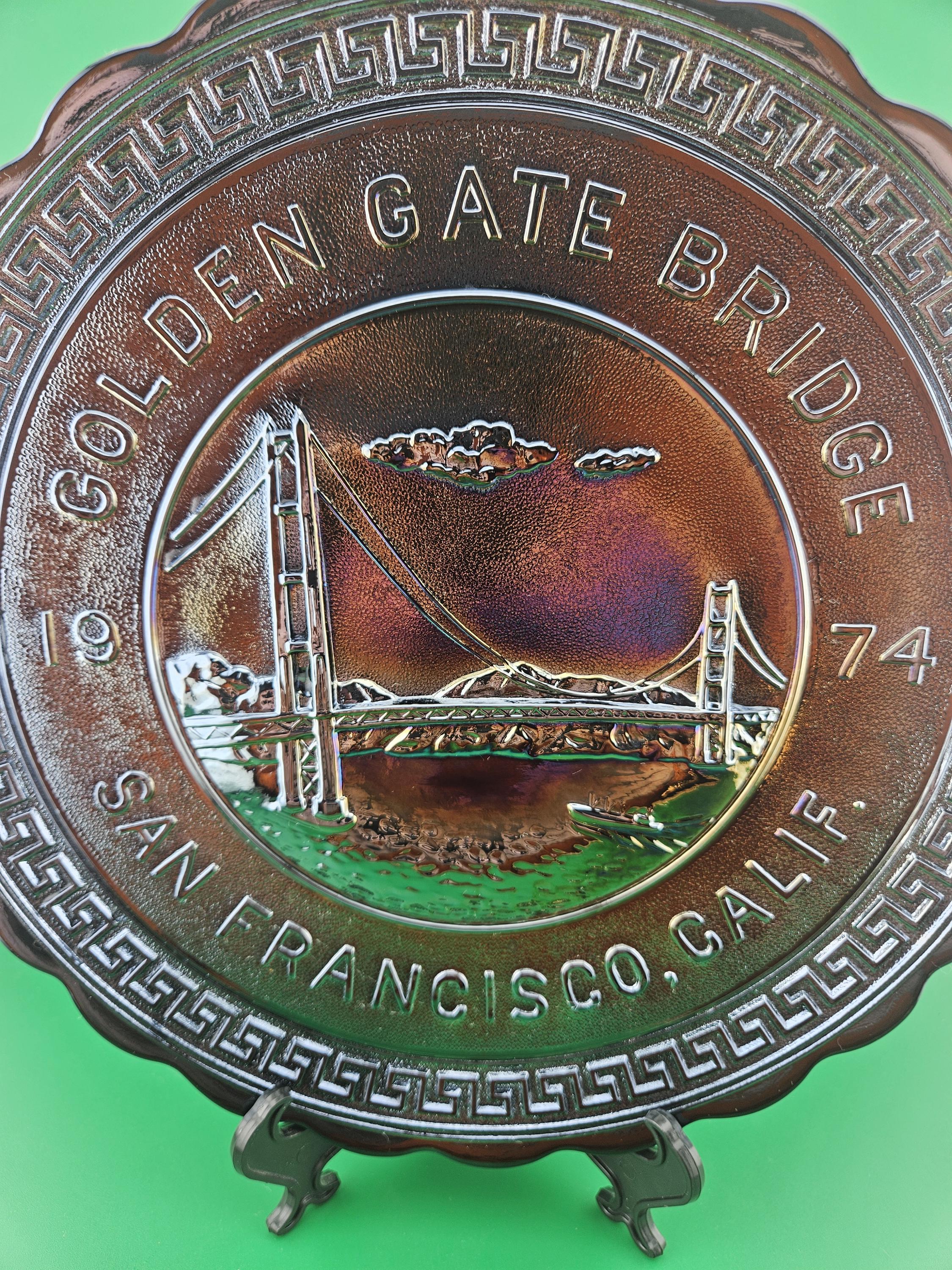 Carnival Glass Golden Gate Bridge Monument San Francisco Souvenir