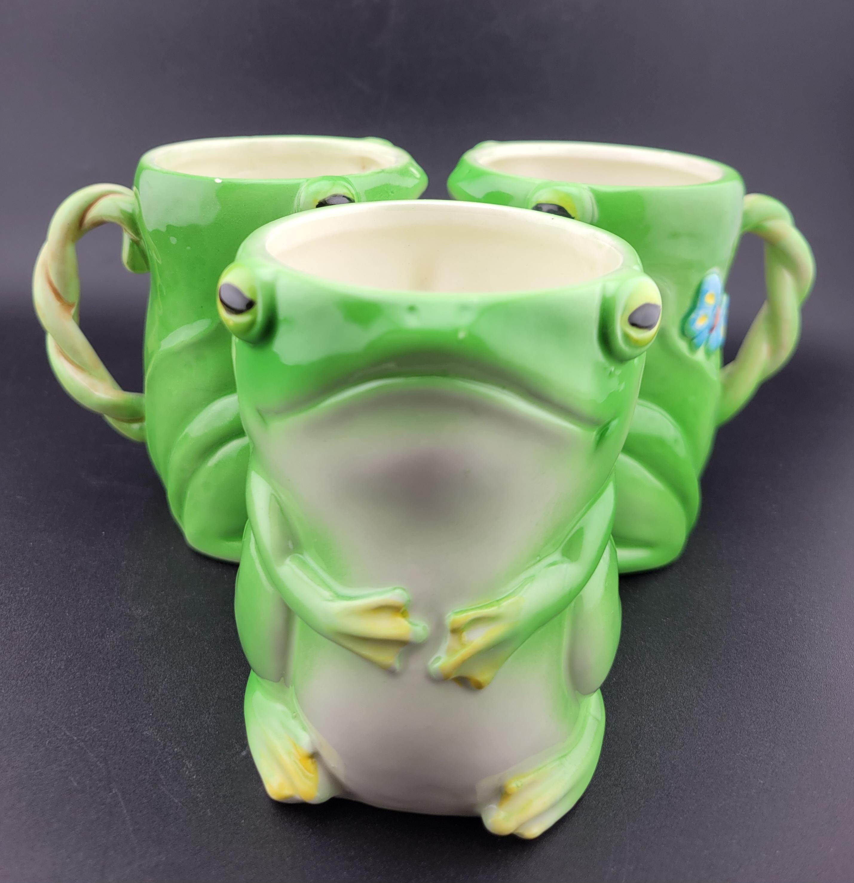 Set of 3 Vintage Palm Beach Franci Villa Vanilla Art Pottery Frog