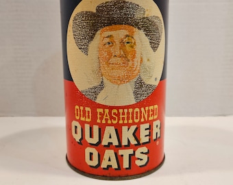 Boîte Quacker Oats édition limitée 1982 avec couvercle et biscuits aux flocons d'avoine recette