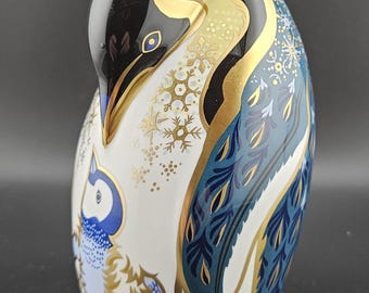 Royal Crown Derby penguin, made in England, Royal Crown Derby Hand painted penguin, Royal Crown Derby, penguin, Hand painted