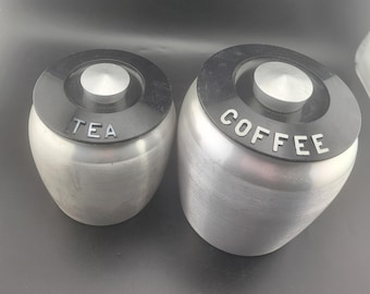 Bote de aluminio vintage para café y té KROMEX, estilo retro para la cocina.