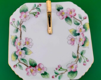 Vintage China Hand Painted Cherry Blossom Tray, Vintage Rosetti China Tray, Small Doap tray, made in Japan,  floral,  cottage core