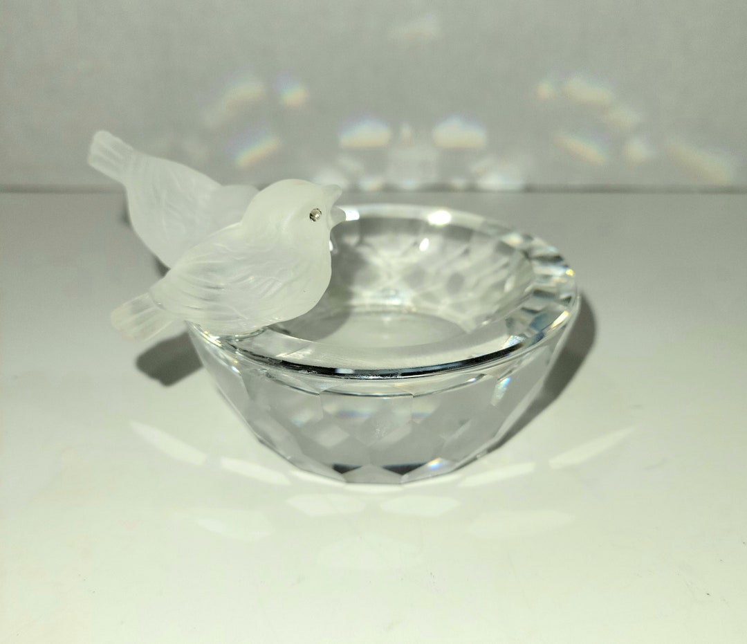Vintage Swarovski Crystal Bird Bath Figurine, Swarovski Crystal Birds, Crystal Bird Bath