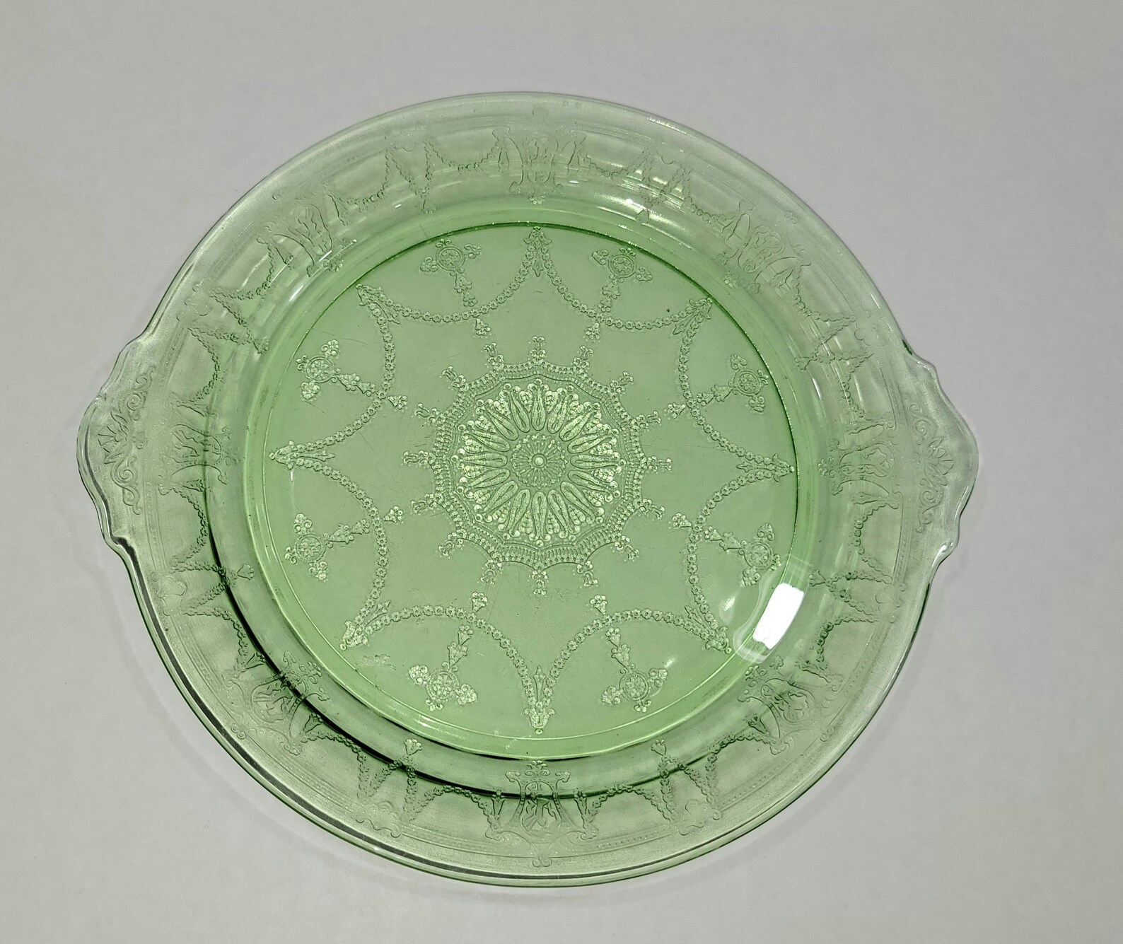 Vaseline Glass Cake Plate Vintage Vaseline Glass Anchor Etsy