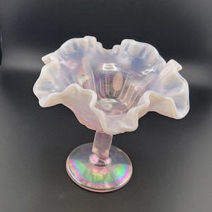Vintage Fenton Pink Opalescent compote, vintage Opalescent Fenton glass, vintage fenton, Fenton,  Fenton glass, vintage Pink glass, compote