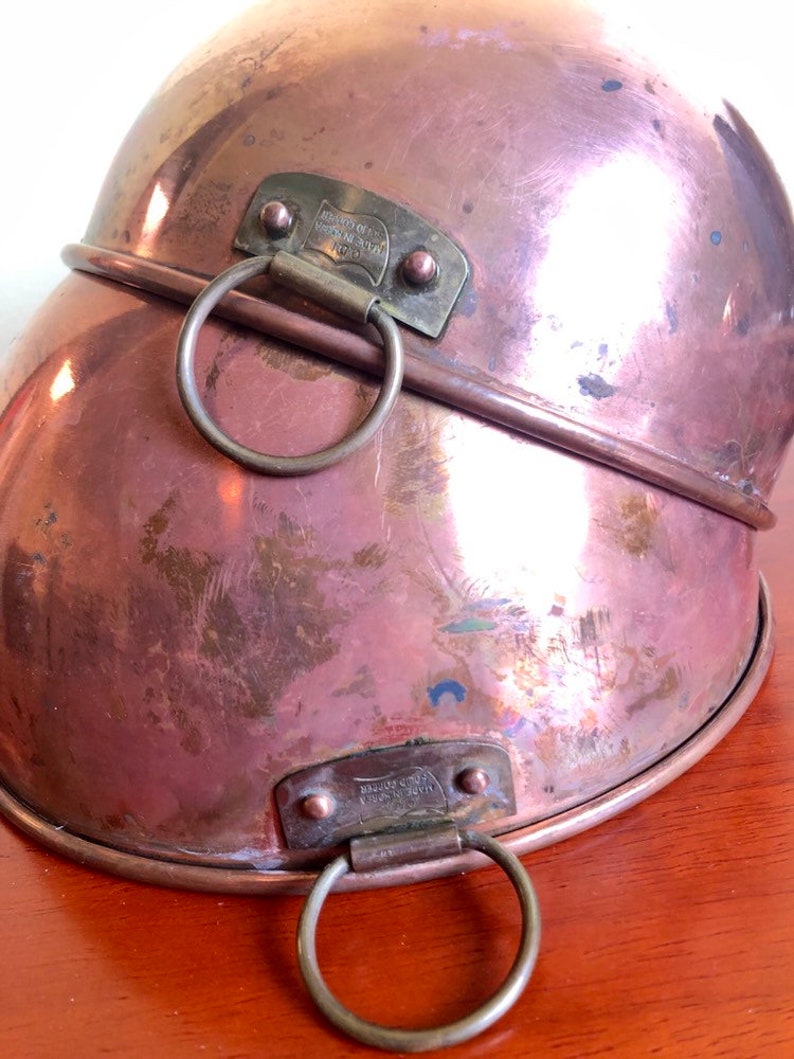Solid Copper Mixing Bowls Made in Korea Two Vintage O.D.I 7 and 8