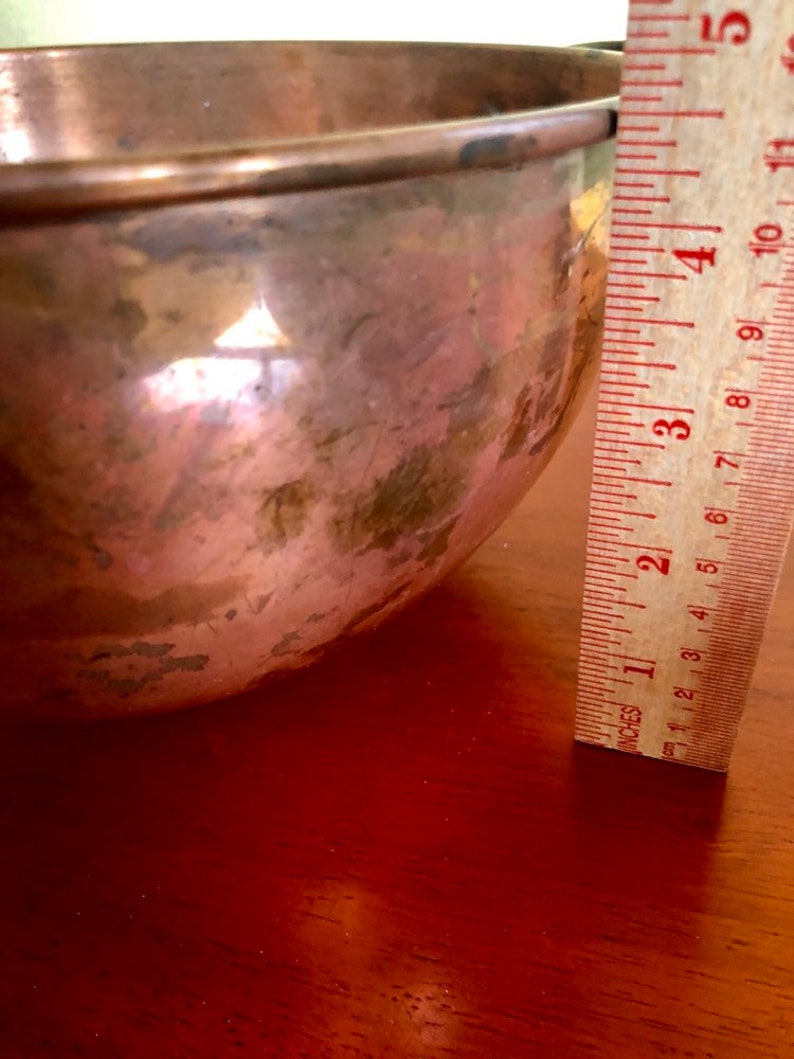 Solid Copper Mixing Bowls Made in Korea Two Vintage O.D.I 7 and 8