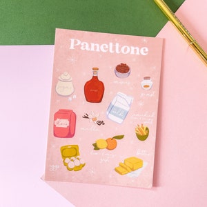 Ricetta del panettone cartolina / biglietto di Natale / illustrazione alimentare