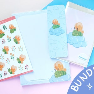 Offerta bundle farfalla / Blocco note, biglietto di auguri, segnalibro e foglio di adesivi