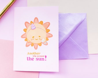 Another trip around the sun card | Greeting Card | Happy birthday! | Cute Kawaii Card