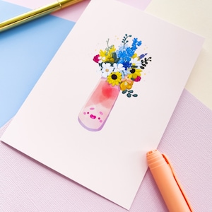 Flower vase card | Greeting Card | Happy birthday! | Congratulations | Cute Kawaii Card