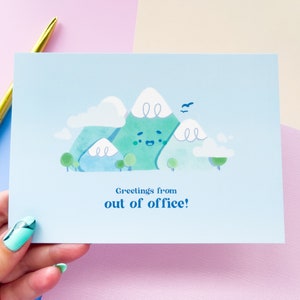 Postal de saludos desde fuera de la oficina / Tarjeta de felicitación / Linda postal kawaii