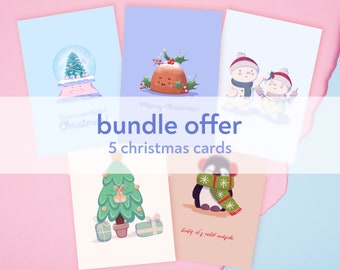 Christmas Card Bundle Package | Merry Christmas Cards | Winter Holiday Decor