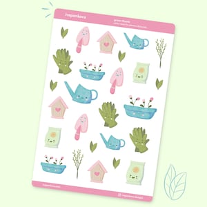 Hoja de calcomanías para amantes de las plantas / calcomanías para Bullet Journal / calcomanías para computadora portátil