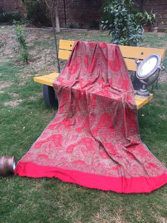 Red Paisley Shawl, Vintage Paisley Shawl, Full Pai