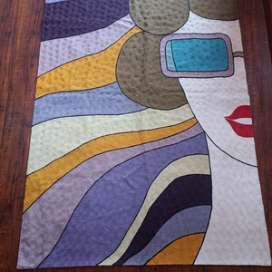 Alfombra de lana hecha a mano con puntada de cadena: Manta de lana bordada para el suelo de 1,8 x 1,2 metros.