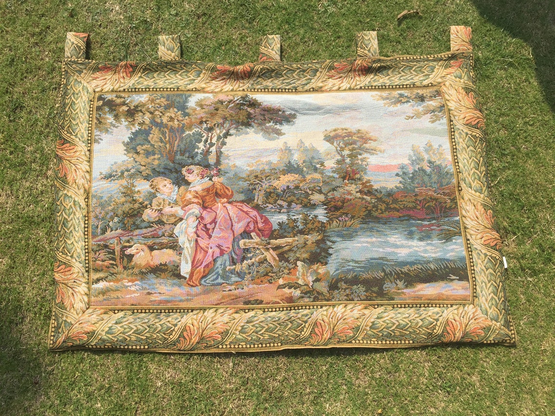 Vintage French Tapestry Tapestry Wall Hanging Pictorial Wall Etsy