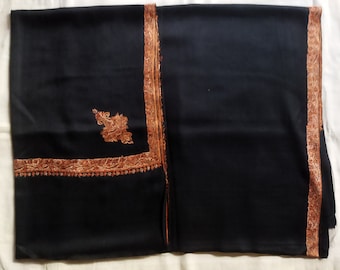 Kashmiri Wool Shawl: Embroidered Border, Soft Pashmina Feel (45x90 inches)