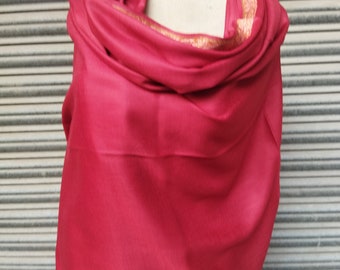 Embroidered Wool Shawl: Kashmiri Needlework, Lightweight Pashmina Feel