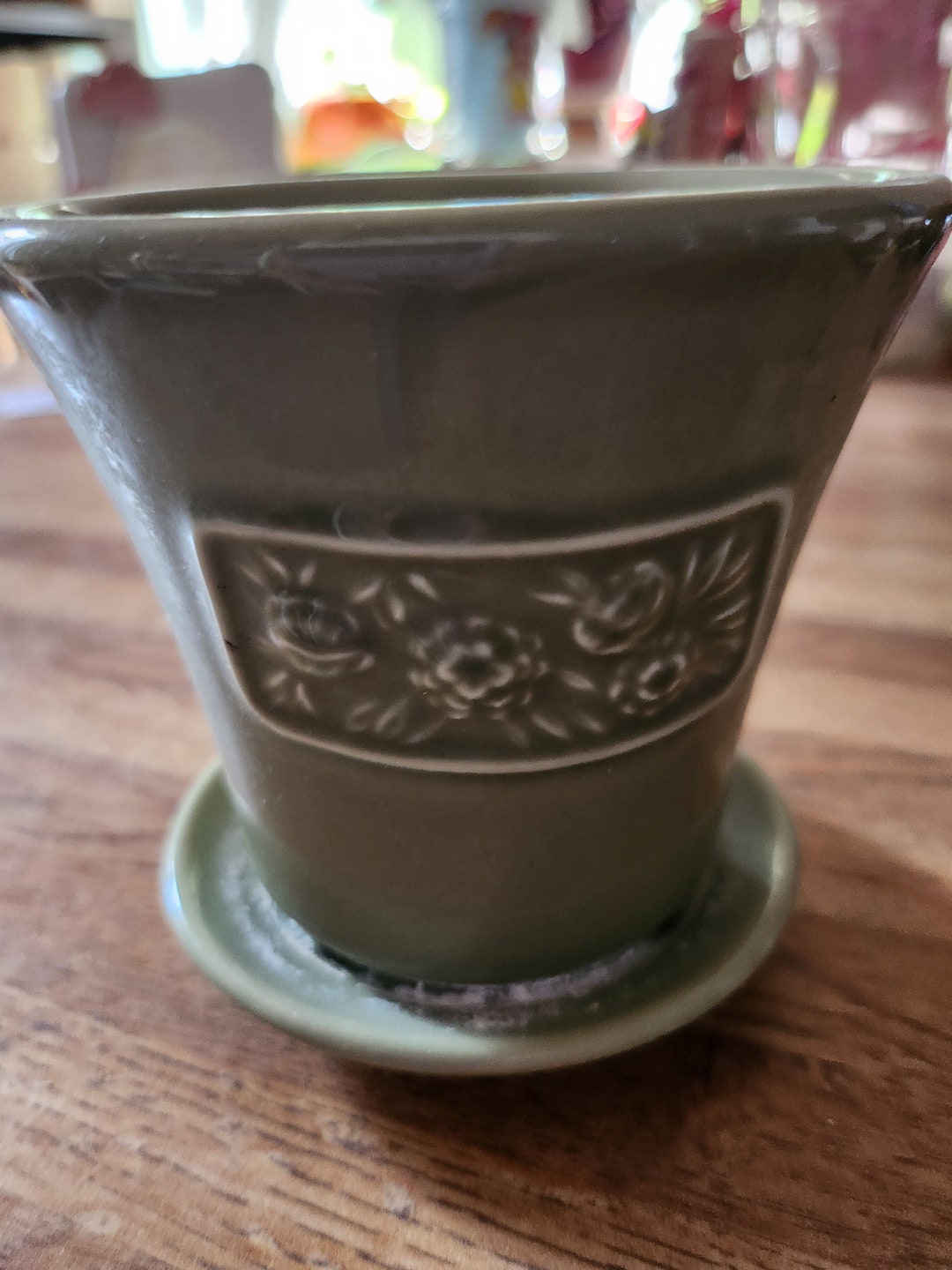 Longaberger Pottery Flower Pot May Series Peony Sage Green - Etsy