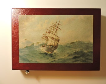 Decoupage Box of Sailing Ship