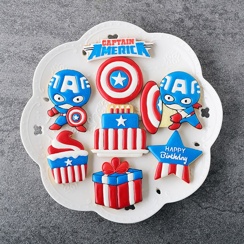 8 Piece Captain America Cookie Cutter SetIcing Cookie Etsy