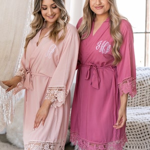 Plus Size XL 2XL 3XL 4XL Bridesmaid Robes set of 1 2 3 4 5 6 7 8 9 10 11 12 13 14 Bridal Robes, Cotton Lace Robes, Flower Girl Robes, image 5