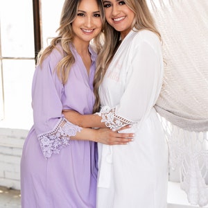 Plus Size XL 2XL 3XL 4XL Bridesmaid Robes set of 1 2 3 4 5 6 7 8 9 10 11 12 13 14 Bridal Robes, Cotton Lace Robes, Flower Girl Robes, image 8