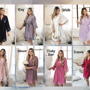 Plus Size XL 2XL 3XL 4XL Bridesmaid Robes set of 1 2 3 4 5 6 7 8 9 10 11 12 13 14 Bridal Robes, Cotton Lace Robes, Flower Girl Robes, image 9