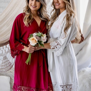 Plus Size XL 2XL 3XL 4XL Bridesmaid Robes set of 1 2 3 4 5 6 7 8 9 10 11 12 13 14 Bridal Robes, Cotton Lace Robes, Flower Girl Robes, image 10