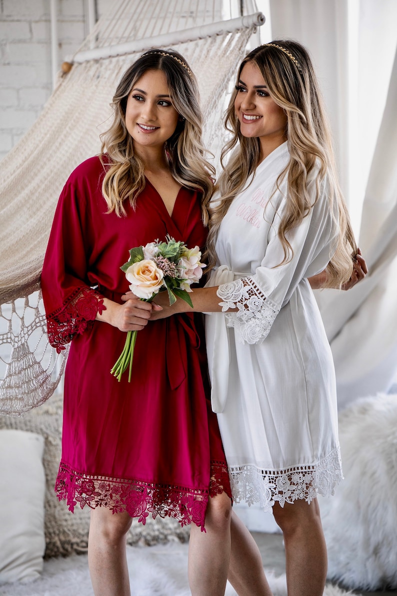 Plus Size XL 2XL 3XL 4XL Bridesmaid Robes set of 1 2 3 4 5 6 7 8 9 10 11 12 13 14 Bridal Robes, Cotton Lace Robes, Flower Girl Robes, image 10