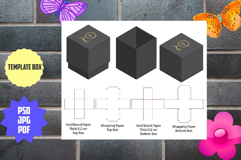 Printable template of package for gifts presents and items