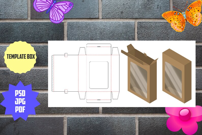 Printable template of package for gifts presents and items