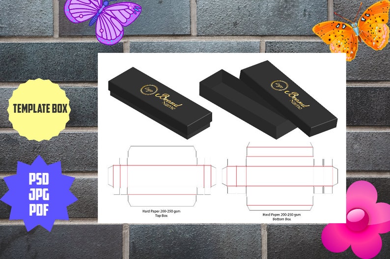 Printable template of package for gifts presents and items