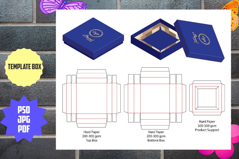 Printable template of package for gifts presents and items