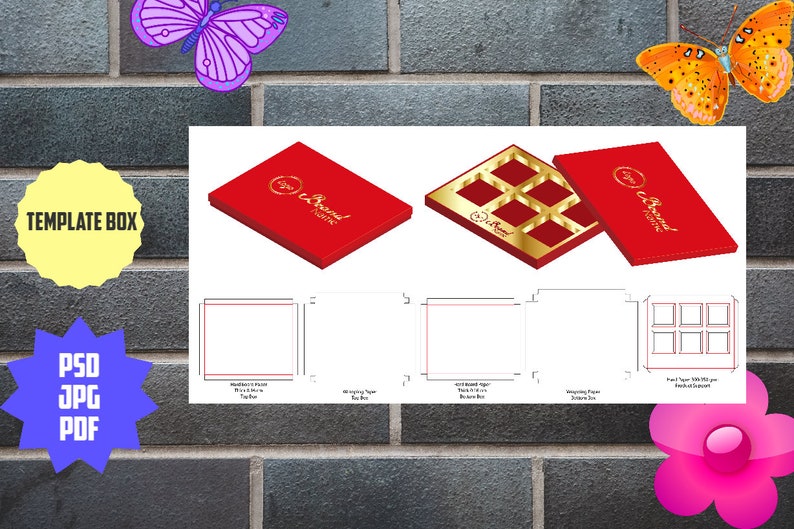 Printable template of package for gifts presents and items